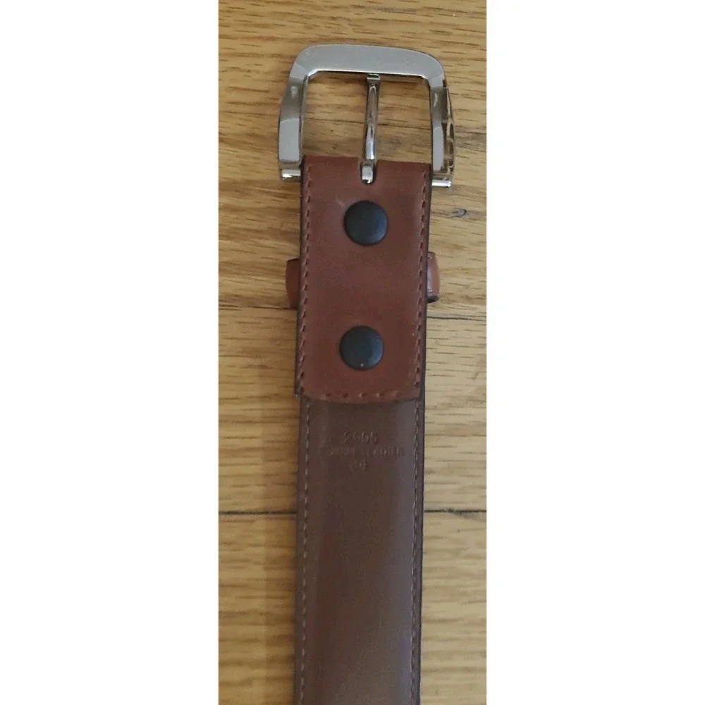 Cabelas Belt Mens 34 Brown Leather  Detachable Buckle ZIPPER Inside Style 2905
